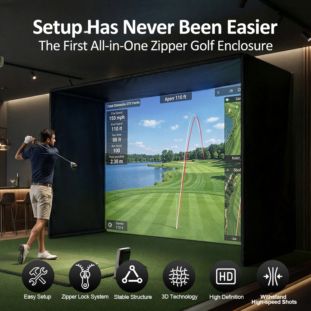 Easy Setup Golf Simulator Enclosure with Zipper Lock