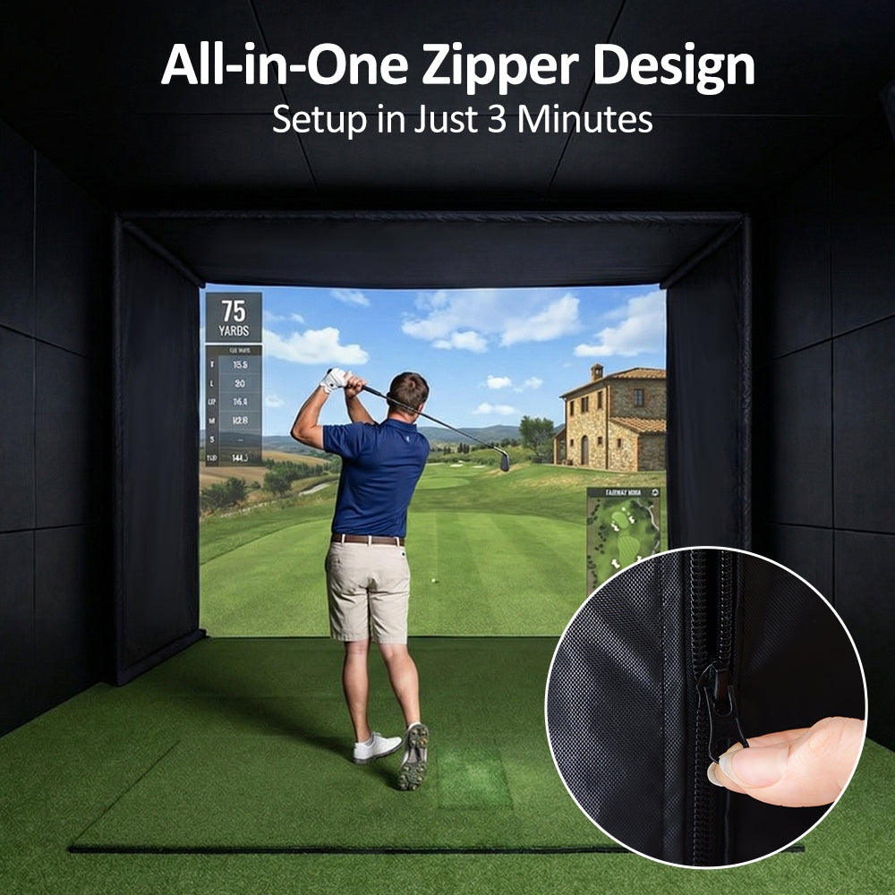 Easy Setup Golf Simulator Enclosure with Zipper Lock